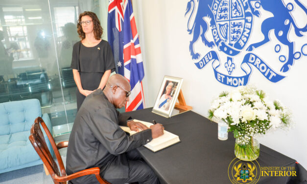 Minister for the Interior signs book of condolence in memory of Queen Elizabeth II